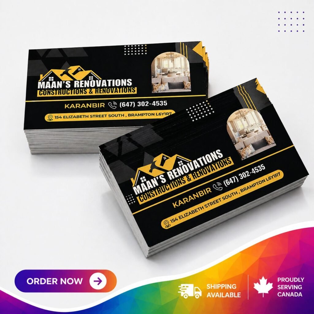 14pt AQ business cards with glossy coating, sharp print quality and professional finish