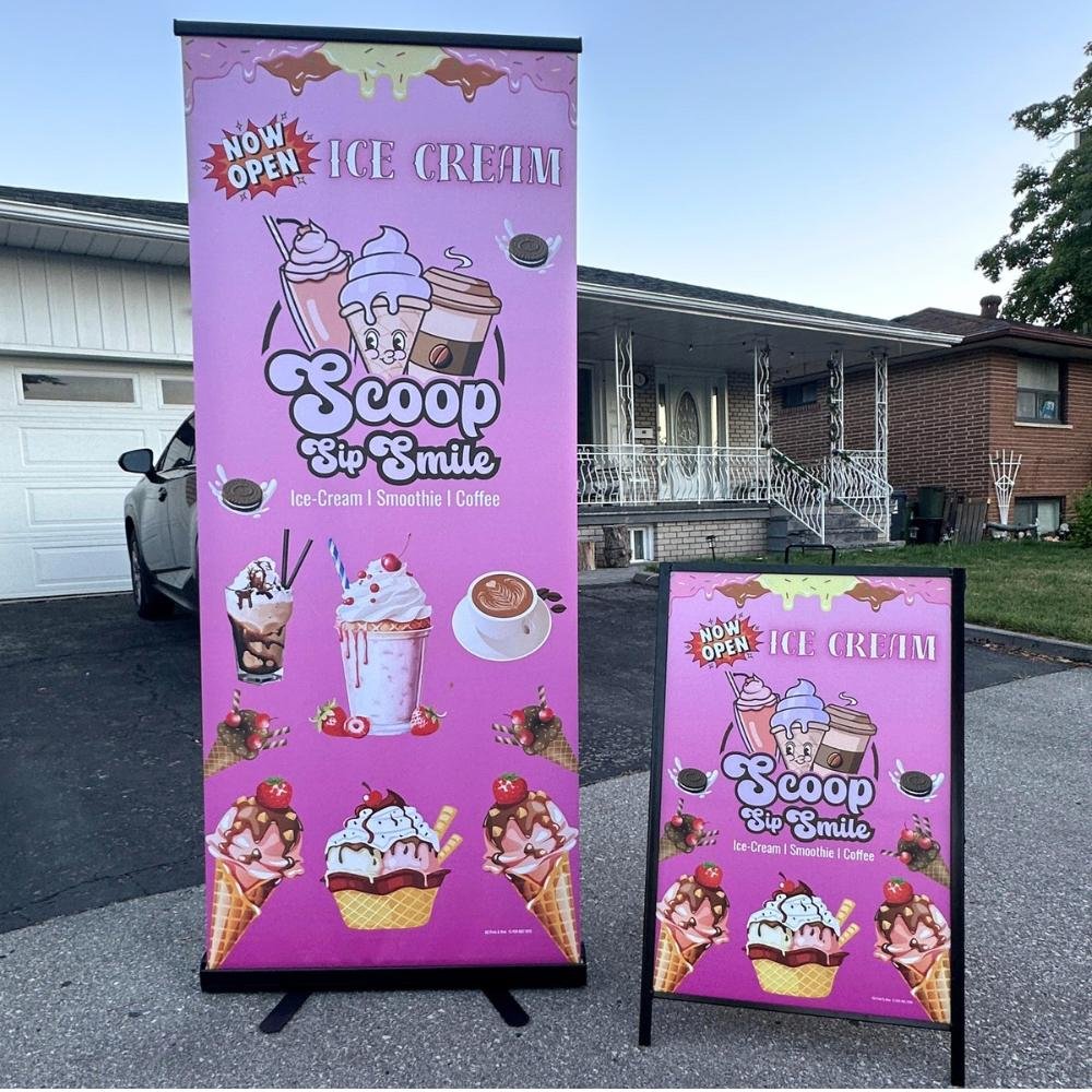 Standard pull up banner black base printing in Toronto Ontario Canada