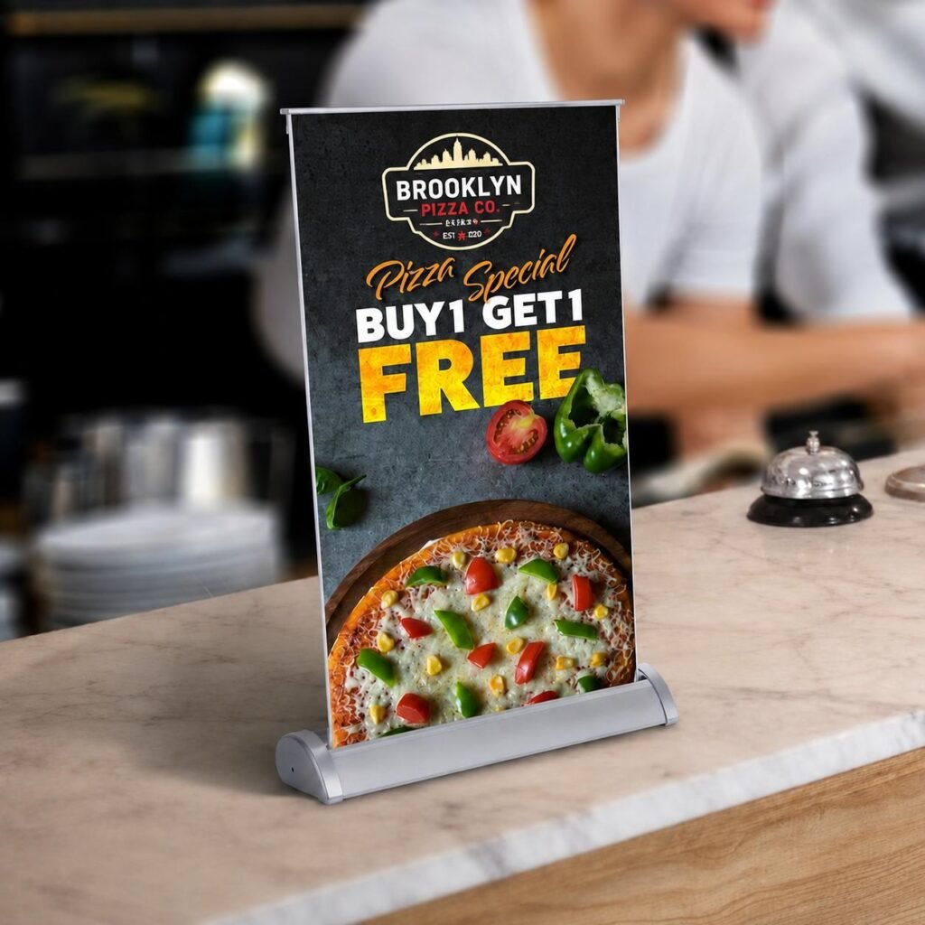 tabletop pull up banner standee mini retractable display toronto gta canada